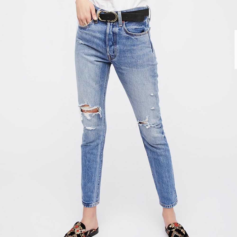 Levi’s 501 straight leg ripped jeans